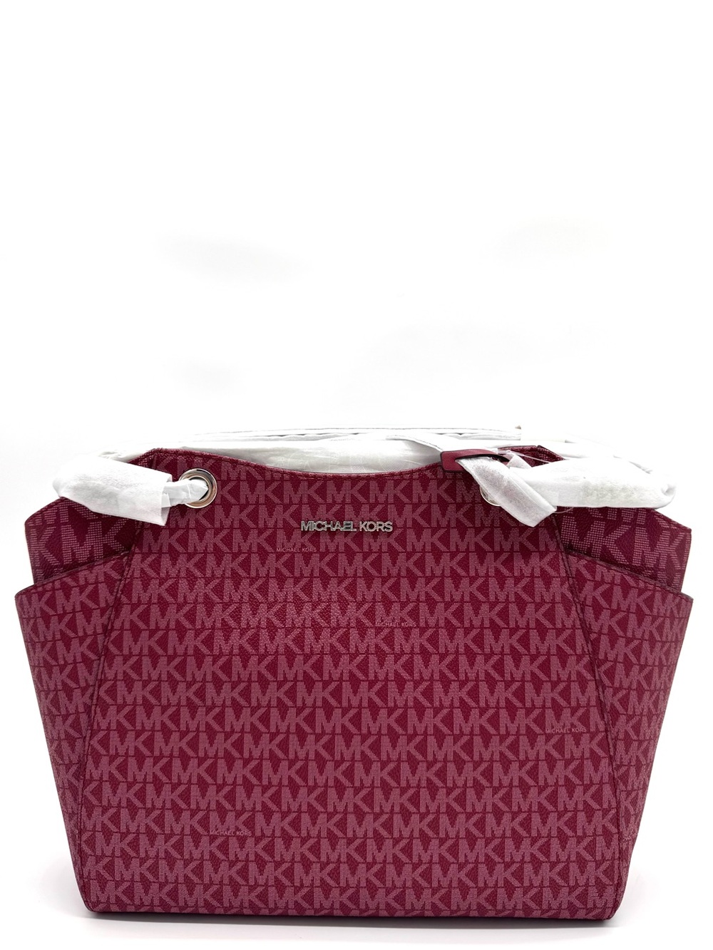 Michael Kors Jet Set Large Signature Logo Shoulder Bag - Maroon